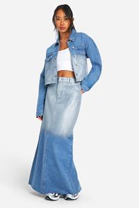 Boohoo Metallic Ombre Midaxi Spijkerrok, Light Wash