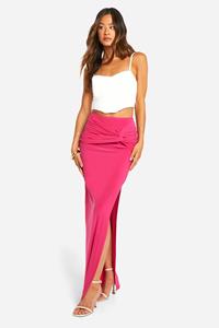 Boohoo Tall Dubbele Strakke Gedraaide Maxi Rok, Hot Pink