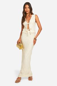 Boohoo Maxi Rok Met Textuur, Stone