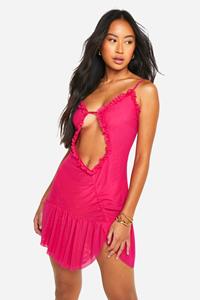 Boohoo Mini Jurk Met Uitsnijding En Zoom, Hot Pink