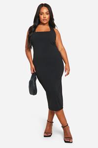 Boohoo Plus Midi Jurk Met Halter Neck, Black