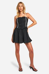 Boohoo Effen Contrasterende Mini Jurk, Black