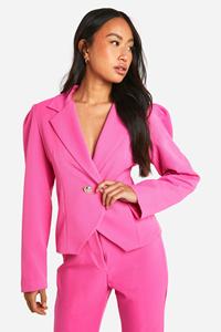 Boohoo Getailleerde Premium Blazer Met Textuur, Hot Pink