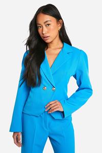 Boohoo Getailleerde Premium Blazer Met Textuur, Azure