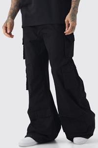 Boohoo Tall Onbewerkte Extreem Baggy Cargo Broek Met Zakken, Black