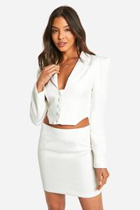 Boohoo Geweven Mini Mini Rokje, Ivory