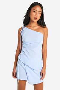 Boohoo Gestreepte Wikkelrok, Light Blue