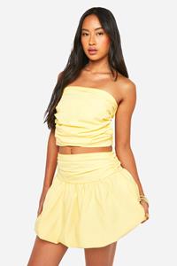 Boohoo Geplooide Bandeau Top Met Open Rug, Lemon