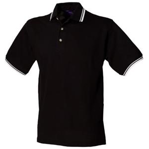 Henbury Klassiek herenpoloshirt met getipte kraag en manchet