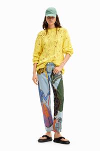 Desigual Rechte jeans met India-print - BLUE