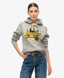 Superdry Vrouwen Hoodie met New York Vintage Logo en Print Grijs