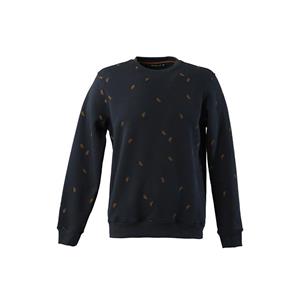 Keep Out Marineblauw herensweatshirt met ronde hals en bladmotief