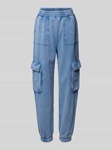 Hugo Blue Tapered fit cargobroek met elastische band, model 'Nafilia'