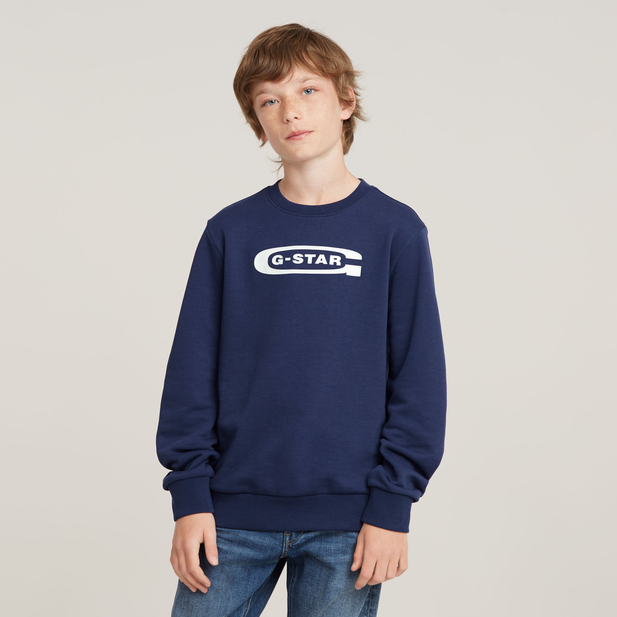 G-Star RAW Kids Sweater Unbrushed - Donkerblauw - jongens