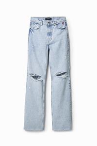 Desigual Jeans met wijde pijpen en versleten wassing - BLUE