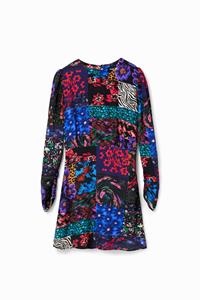 Desigual Korte jurk met cut-out en patch - BLACK