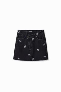 Desigual Denim minirok met zebra - BLACK