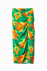 Desigual Midi-rok slim fit opening - GREEN