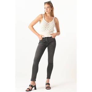 Blue White Antraciet rechte jeansbroek voor dames