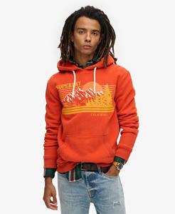 Superdry Mannen Outdoor Gestreepte Hoodie met Afbeelding Oranje