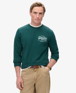 Superdry Mannen Classic Heritage Sweatshirt met Vintage Logo op de Borst Groen