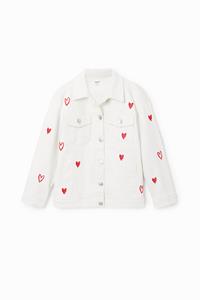 Desigual Oversized spijkerjack met harten - WHITE