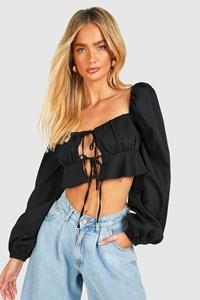 Boohoo Korset Met Volle Mouwen En Strik, Black