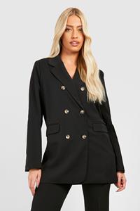 Boohoo Getailleerde Baggy Blazer Met Dubbele Knopen, Black