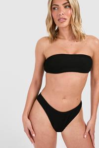 Boohoo Mix & Match Gekreukelde Bandeau Bikini Top, Black