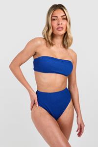 Boohoo Mix & Match Gekreukelde Bandeau Bikini Top, Blue