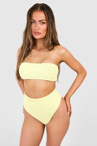 Boohoo Premium Gekreukelde Bandeau Bikini Top, Yellow