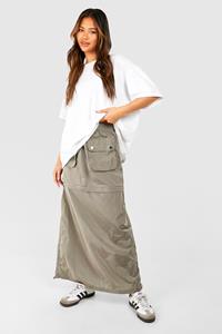 Boohoo 2-In-1 Cargo Rok Met Rits Detail, Khaki