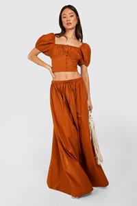 Boohoo Tall Poplin Maxi Rok, Almond