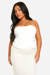 Boohoo Plus Chiffon Maxi Rok Met Kanten Zoom, Cream