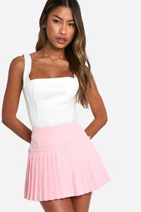 Boohoo Geweven Geplooid Mini Tennis Rokje, Baby Pink