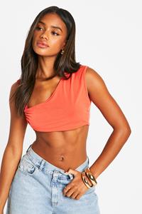 Boohoo Strakke Gedraaide Molly Smith Crop Top, Orange