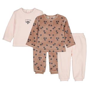 LA REDOUTE COLLECTIONS Set van 2 pyjama's in fluweel, 2-delig, bloemmotief