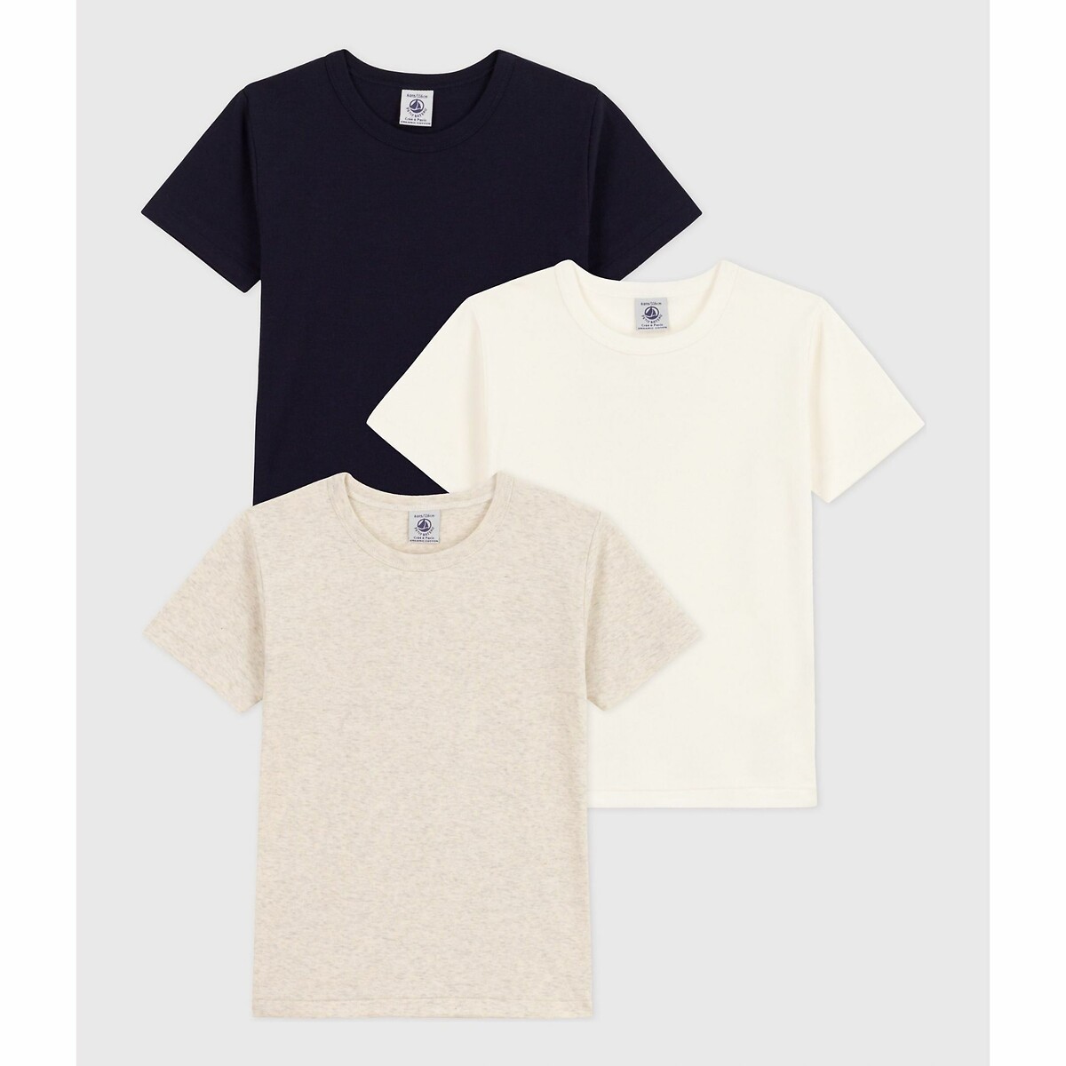 PETIT BATEAU Set van 3 T-shirts met korte mouwen in katoen