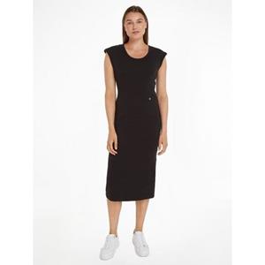 Tommy Hilfiger Midi-jurk SLIM RIB DRS MIDI CAP SLEEVE