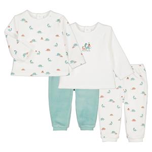 LA REDOUTE COLLECTIONS Set van 2 pyjama's in fluweel, 2-delig, dinosaurus motiefjes