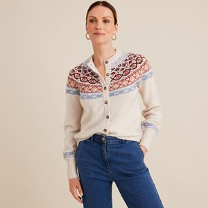 ANNE WEYBURN Gebreid vest in grof jacquard tricot, knoopsluiting