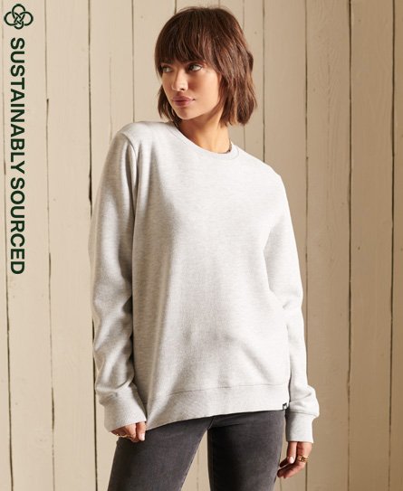 Superdry Female Sweatshirt van Biologisch Katoen met Ronde Hals en Vintage Logo Lichtgrijs