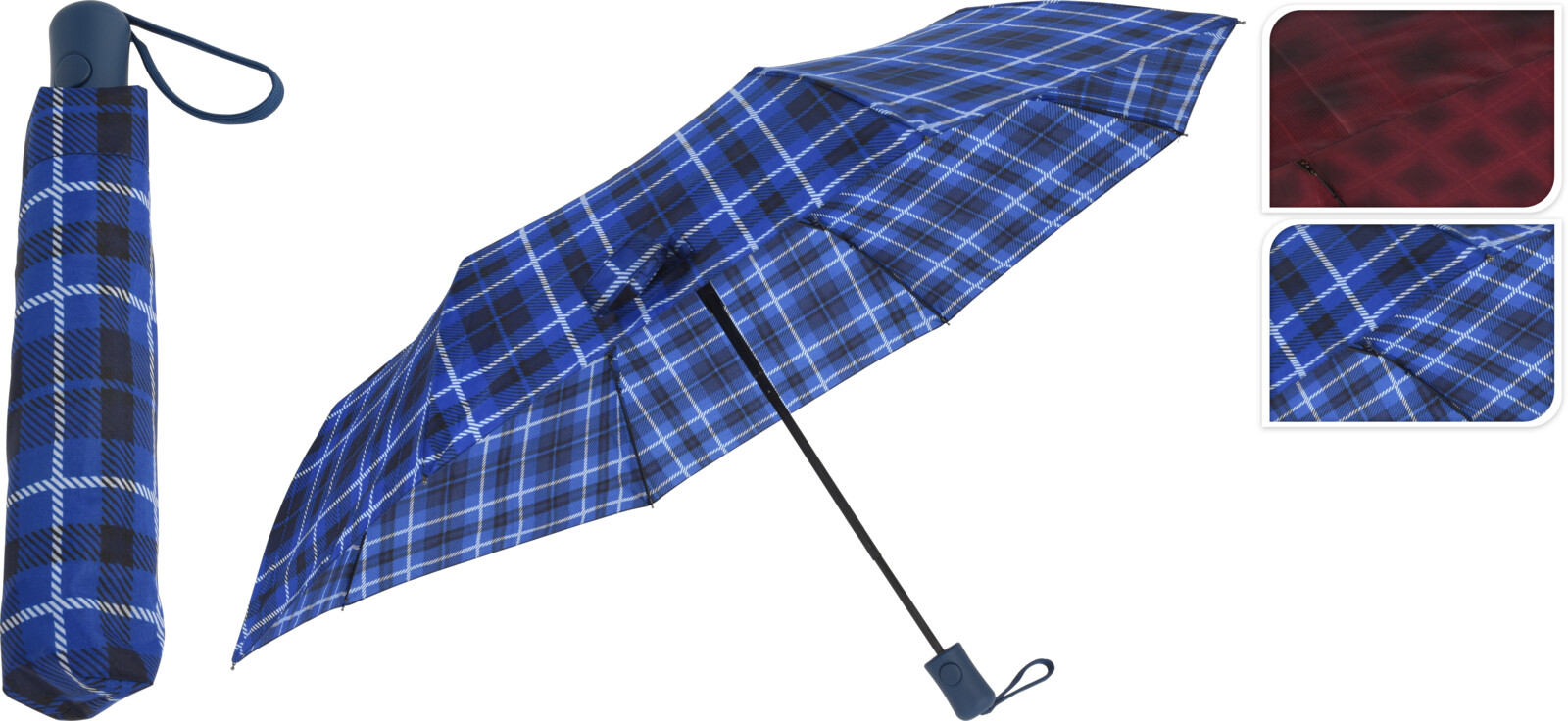 Merkloos Paraplu Vouwbaar Geruit 99x57cm