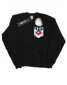 Looney Tunes Sylvester Face katoenen sweatshirt met imitatiezak voor heren