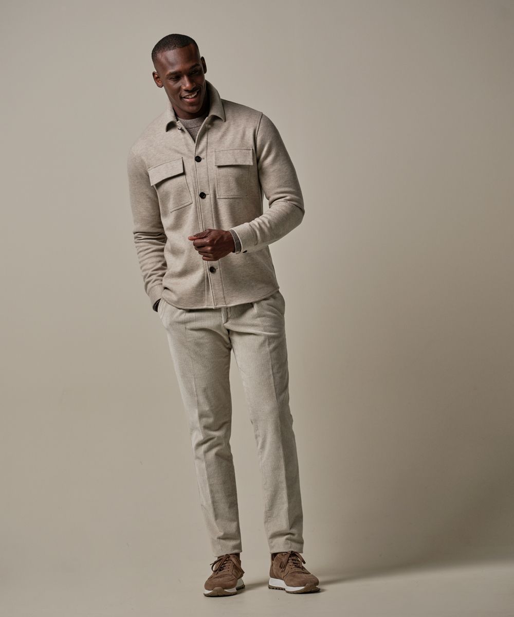 Profuomo Beige wol knitted overshirt Heren