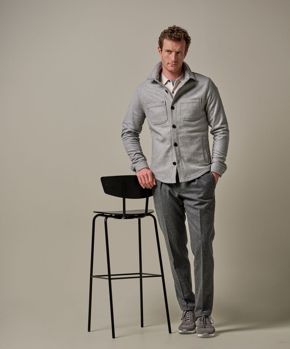 Profuomo Grijs wol geruit overshirt Heren