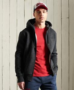 Superdry Male Orange Label Klassieke Hoodie met Rits Zwart