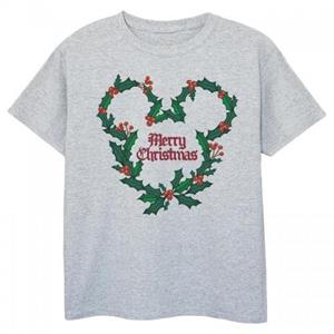 Disney jongens Mickey Mouse Merry Christmas Holly T-shirt