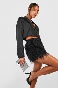 Boohoo Gerafelde Mini Rokje, Black