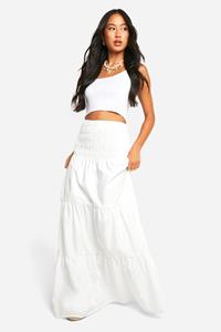 Boohoo Geplooide Maxi Rok, White